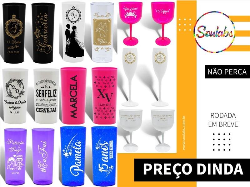 Taças e copos personalizados com MENOR PREÇO EXCLUSIVO DINDA SHOP!