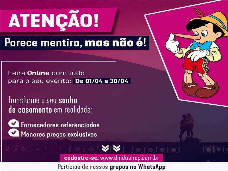 Ah que pena! Nossa feira acabou de sair do ar! Estamos preparando novidades para breve com OS MENORES PREÇOS EXCLUSIVOS Dinda Shop!