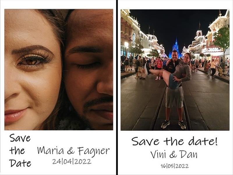 Inove no seu convite! Save the date em formato polaroid com imã!